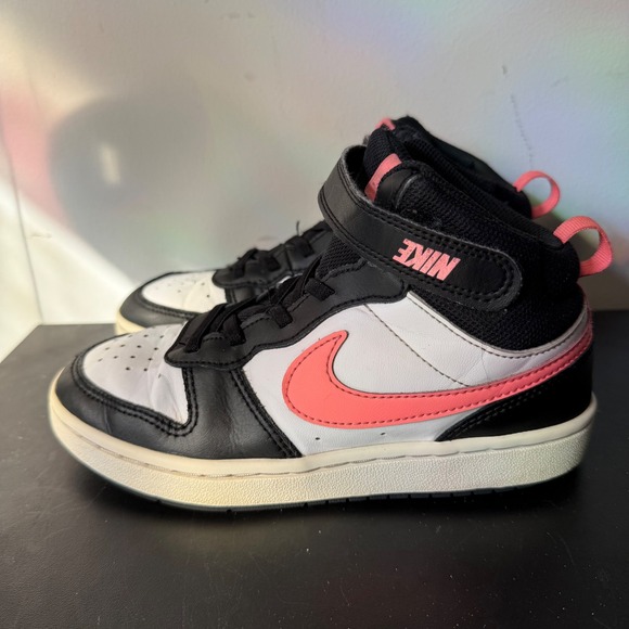 Nike Girls Court Borough Size 2Y Shoes Black White Pink Sneakers CD7783-005 - Picture 5 of 10
